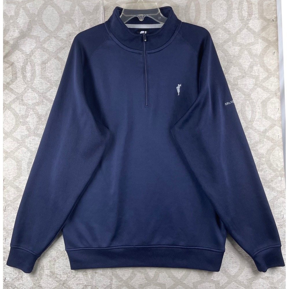FootJoy Quarter Zip Mens XL Navy Blue Good Spanish Bay Golf Pullover Polyester